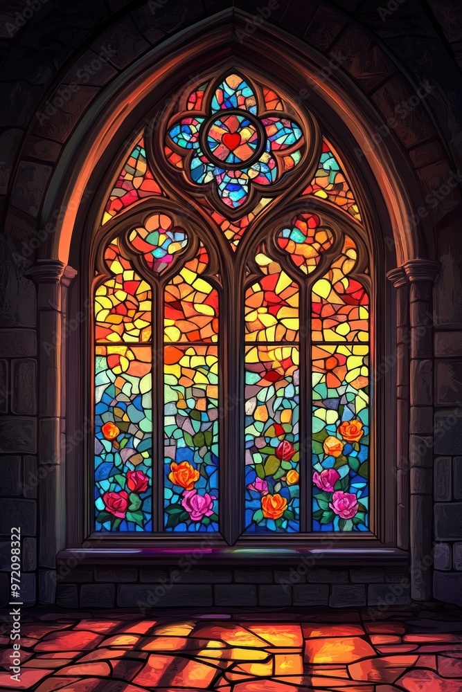 Stained Glass Window Stone Building Stained Glass Window Stone Building