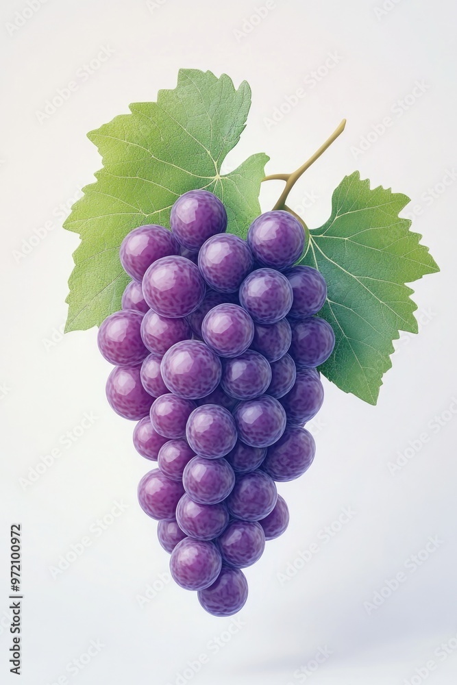 Fototapeta premium Purple Grapes with Green Leaves