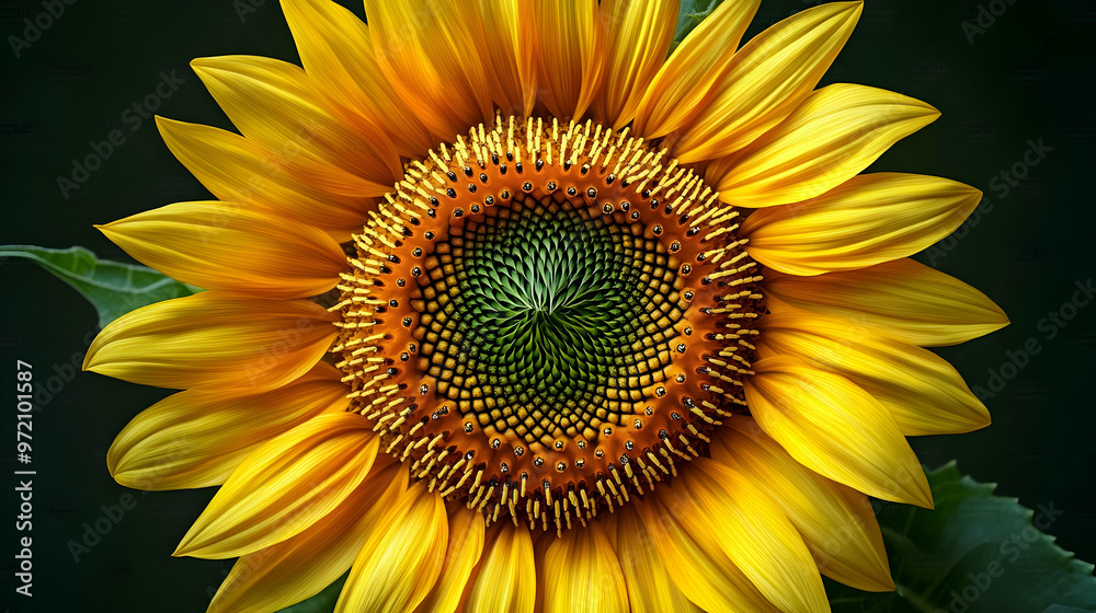 Close up of a Yellow Sunflower with Green Center Close up of a Yellow Sunflower with Green Center