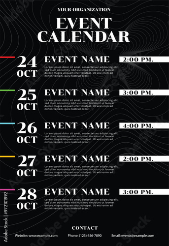 Event calendar template October, Flyer, schedule, upcoming, plan, flyer, poster