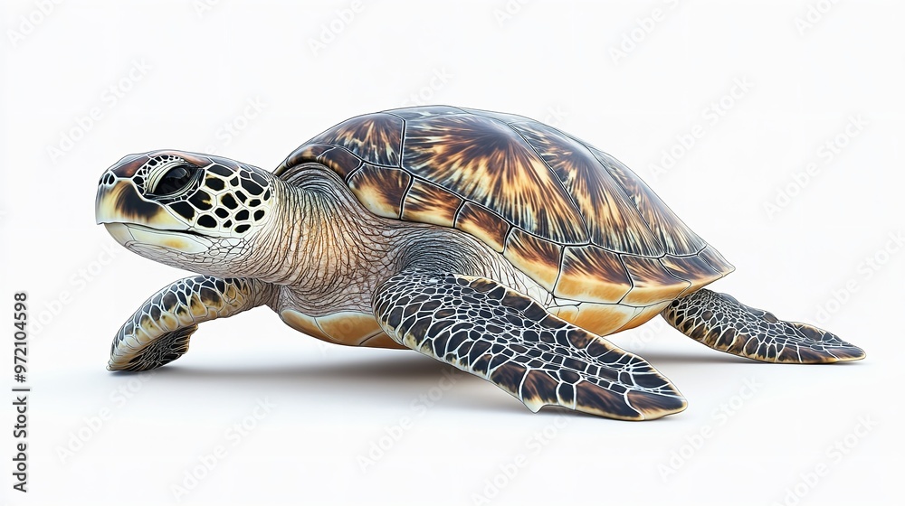 Obraz premium a serene sea turtle isolated on a white background, highlighting its graceful movements and ancient wisdom PNG