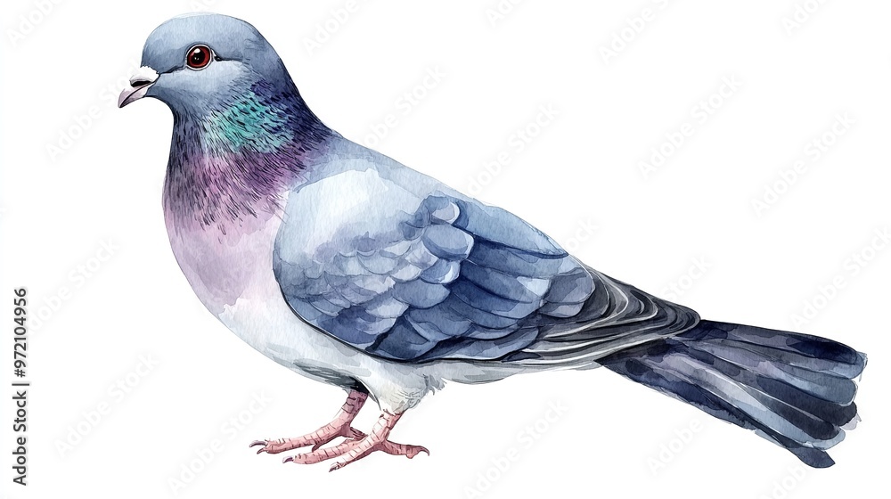 two grey doves standing on white background.