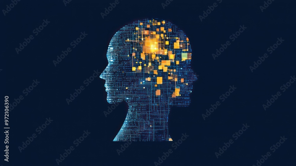 Machine learning data transformation, digital to AI models, flat design illustration Machine learning data transformation, digital to AI models, flat design illustration