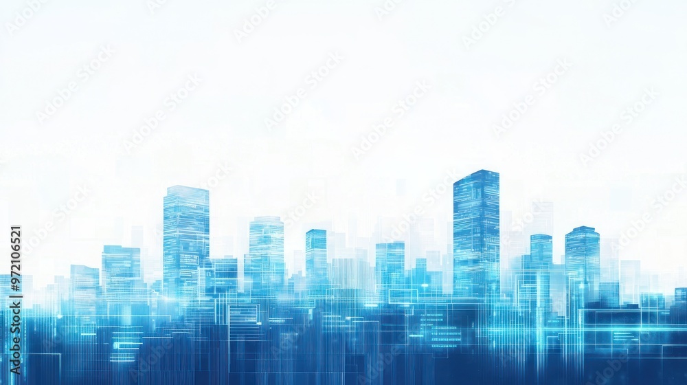 AI-powered cityscape, futuristic architecture with glowing data streams, Watercolor style AI-powered cityscape, futuristic architecture with glowing data streams, Watercolor style