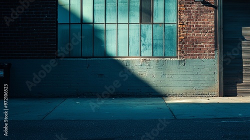 Long shadows loom over a stark city scene, highlighting the interplay of illumination and obscurity. photo