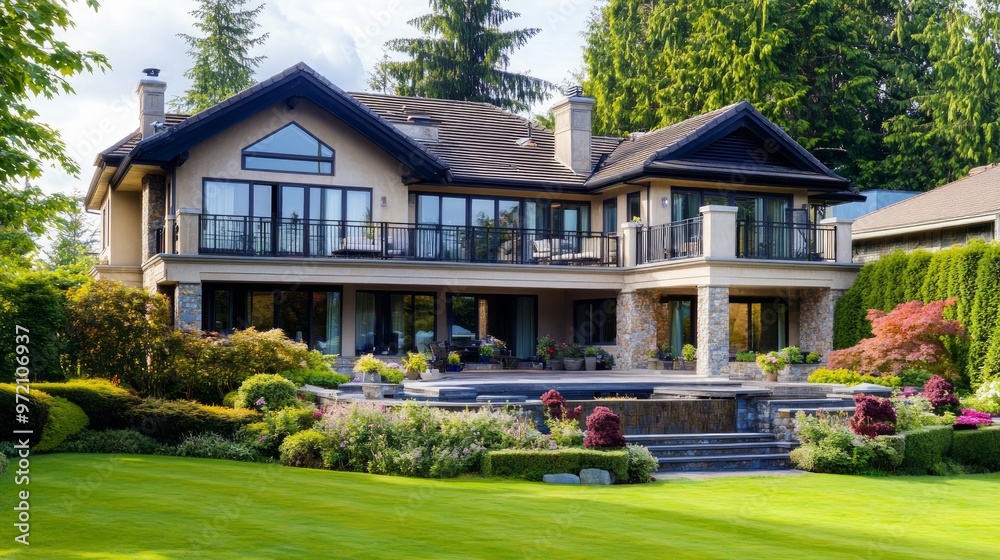 Fragment of luxury house with nice summer landscape in Vancouver, Canada Fragment of luxury house with nice summer landscape in Vancouver, Canada