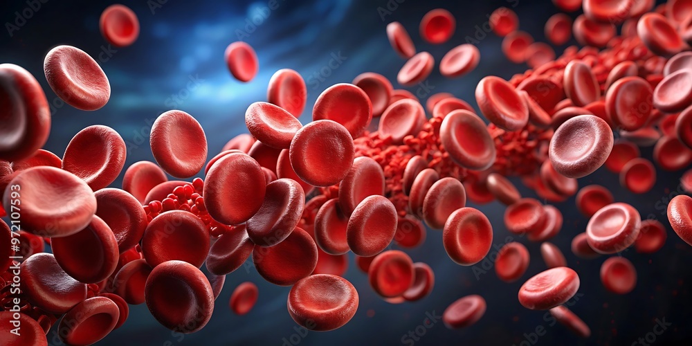 erythrocytes blood cell stream flow on dark background erythrocytes blood cell stream flow on dark background