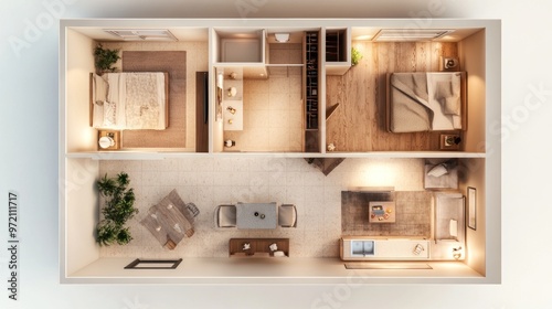 Top View of a Modern Apartment Interior Design