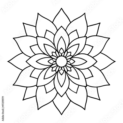 Flower Mandala coloring page. Vintage decorative elements. Oriental pattern, vector illustration