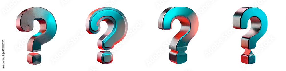 Minimalist 3D metallic icon featuring a question mark, isolated and clean Minimalist 3D metallic icon featuring a question mark, isolated and clean