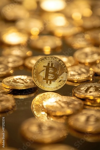 Bitcoin and gold coins