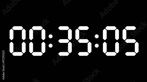 00:35 - 60 Second Full-Screen Countdown Timer with 7-Segment Display | 12:35 AM (Twelve O'Clock Thirty-Five Minutes) | Zero O'clock, Thirty-Five Minutes photo