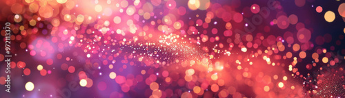 Vibrant abstract background featuring colorful bokeh lights and shimmering particles, perfect for festive or creative designs.