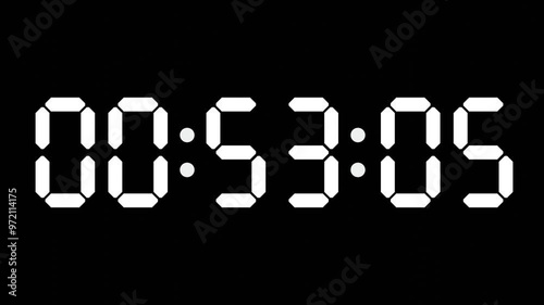 00:53 - 60 Second Full-Screen Countdown Timer with 7-Segment Display | 12:53 AM (Twelve O'Clock Fifty-Three Minutes) | Zero O'clock, Fifty-Three Minutes photo