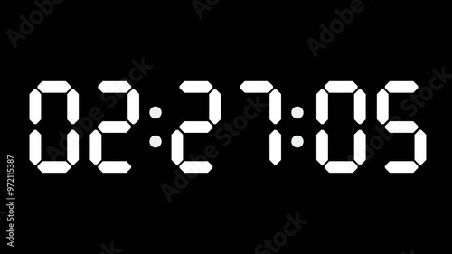 02:27 - 60 Second Full-Screen Countdown Timer with 7-Segment Display | 2:27 AM (Two O'Clock Twenty-Seven Minutes) | Two O'Clock, Twenty-Seven Minutes photo