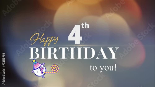 4th Happy Birthday, with gold particles Background, 4th Year Happy Birthday Wishes Greeting card, birthday card, invitation card, Celebration, party, Birthday wishes