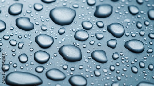 Wallpaper Mural A close up of a blue surface with water droplets on it, AI Torontodigital.ca
