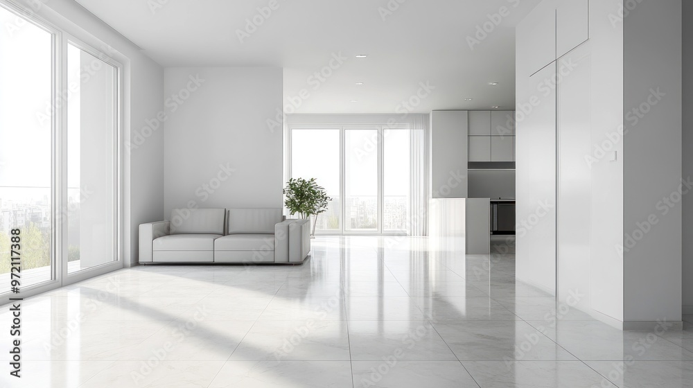 Obraz premium Minimalist White Living Room Interior Design