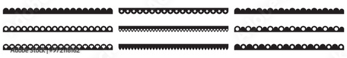 Scalloped edge border and lace frame brush collection. Ornamental dividers and embroidery ribbons