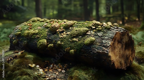 Moss-Covered Log in a Forest Setting photo