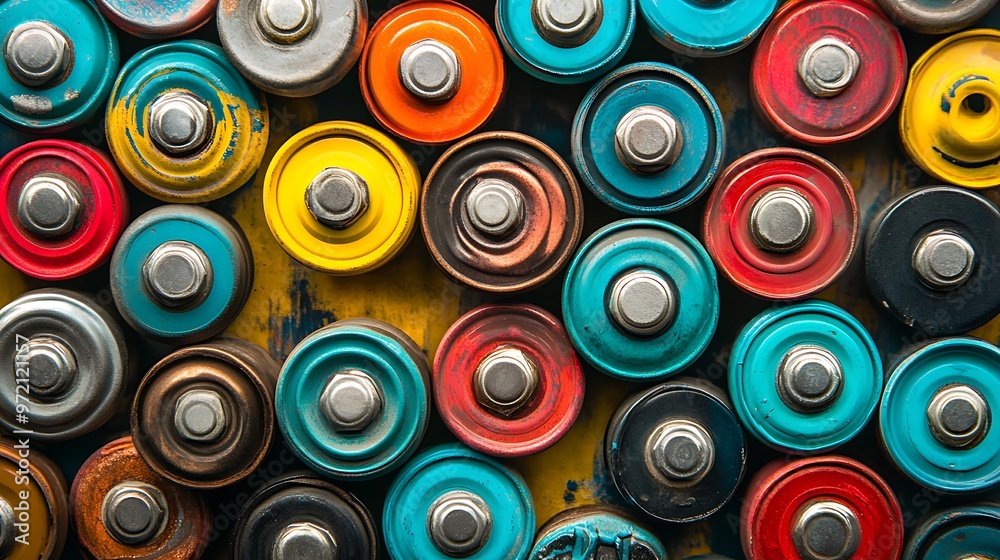 Colorful Collection of Used Batteries Colorful Collection of Used Batteries