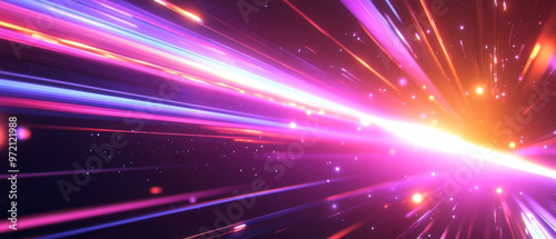 Cosmic Speed:  A vibrant abstract background of streaking light and glowing particles evokes a sense of rapid motion, energy, and boundless possibilities. It is a perfect visual representation of spee