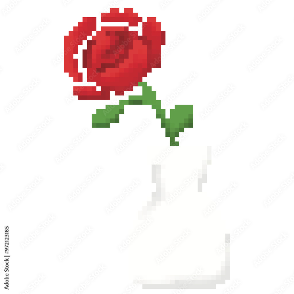 Fototapeta premium Rose in flower vase pixel art