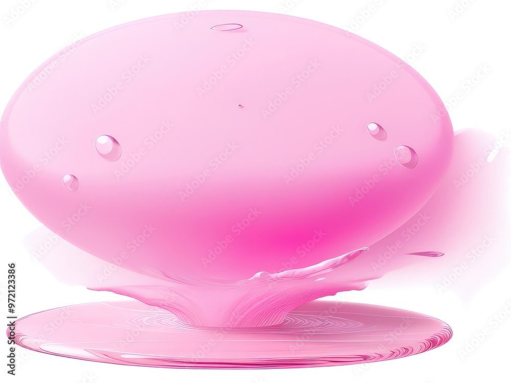 Fototapeta premium cream isolated on white,lotus isolated on white background.,pink bubbles isolated,pink watercolor brush stroke.,Abstract pink barbiecore watercolor splash