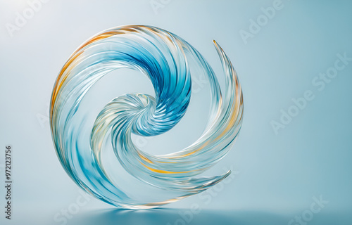 lose up of colorful glass spiral, motion blur, light blue background, high key color grading, soft shadows, clean sharp focus, paco rabbane Aesthetics 