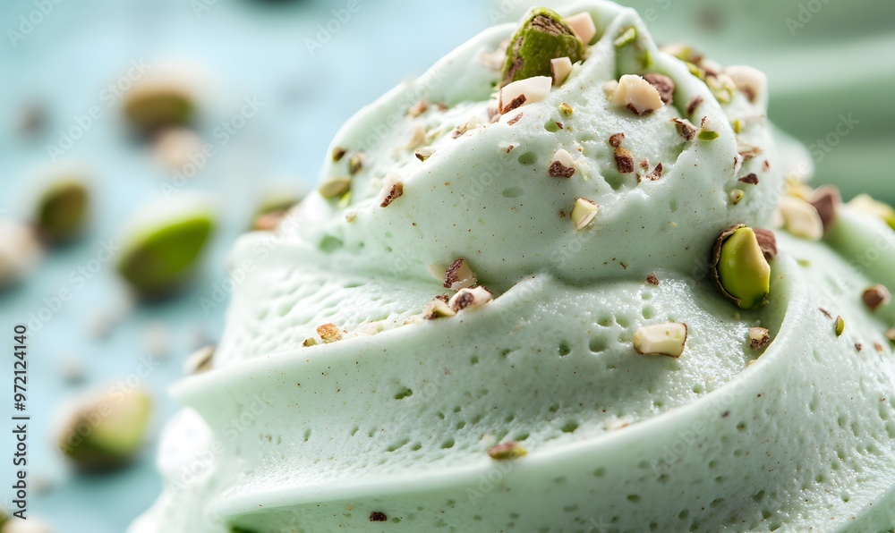 Whipped Pistachio Cream Swirl with Nuts, Pistachio Cream, Generative AI