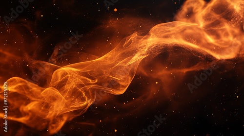 Radiant Orange Smoke Clouds Swirling Against a Dark Background 