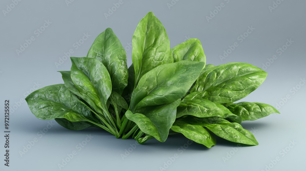 Fresh Spinach Leaves on Grey Background: A bunch of vibrant green spinach leaves on a clean grey backdrop, ready to be incorporated into your culinary or health-focused project. Fresh Spinach Leaves on Grey Background: A bunch of vibrant green spinach leaves on a clean grey backdrop, ready to be incorporated into your culinary or health-focused project.