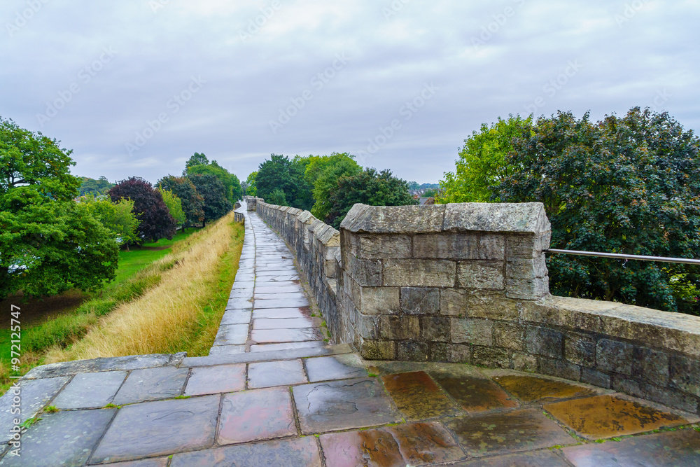 City wall walk promenade, in York