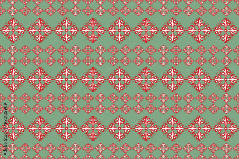 Obraz premium Oreintal Flora Damask Seamless pattern embroidery, Indian style. art ornament print.Design for carpet, cover,wallpaper, wrapping, fabric, clothing 