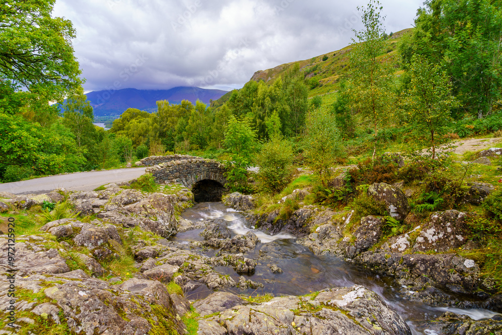 Ashness Bridge, traditional stone-built bridge, the Lake District