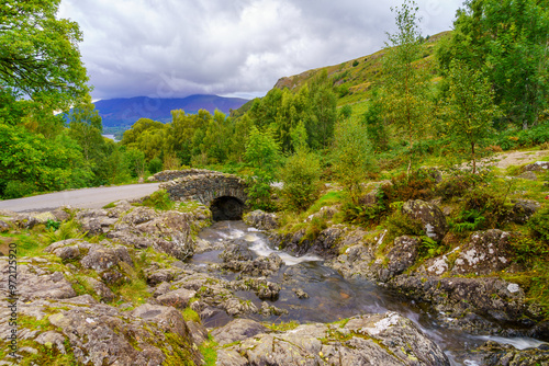 Obraz na płótnie Ashness Bridge, traditional stone-built bridge, the Lake District w salonie