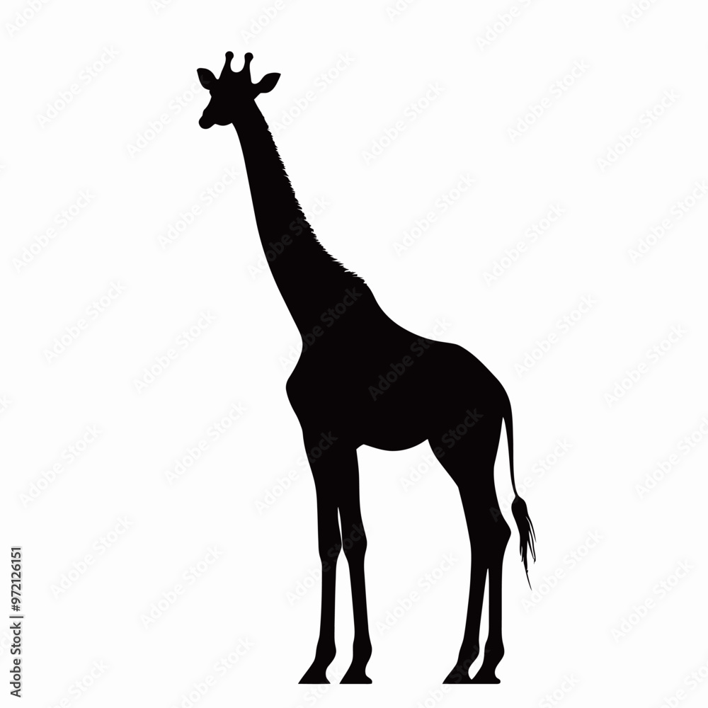 a black and white silhouette of a giraffe a black and white silhouette of a giraffe