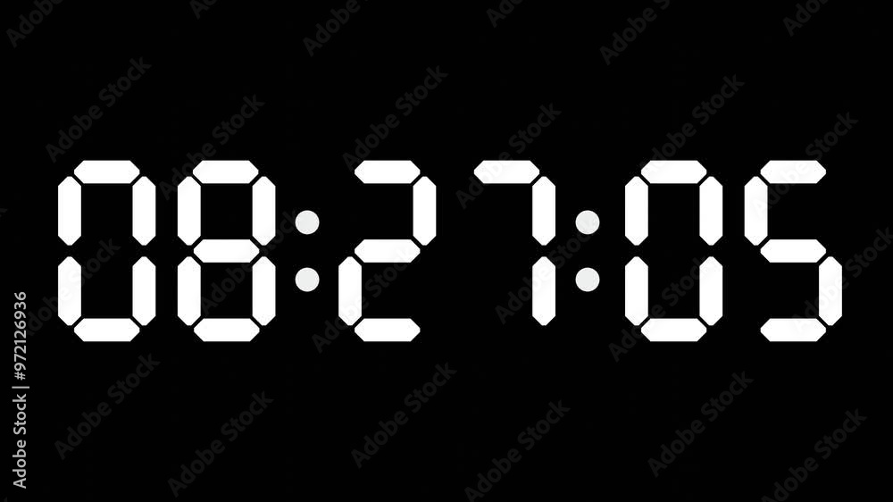 08:27 - 60 Second Full-Screen Countdown Timer with 7-Segment Display | 8:27 AM (Eight O'Clock Twenty-Seven Minutes) | Eight O'Clock, Twenty-Seven Minutes 08:27 - 60 Second Full-Screen Countdown Timer with 7-Segment Display | 8:27 AM (Eight O'Clock Twenty-Seven Minutes) | Eight O'Clock, Twenty-Seven Minutes