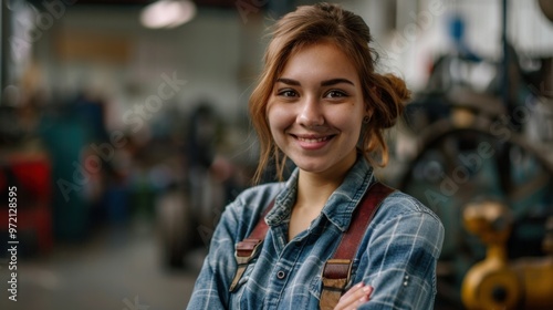 Portrait of smiling Female auto mechanic