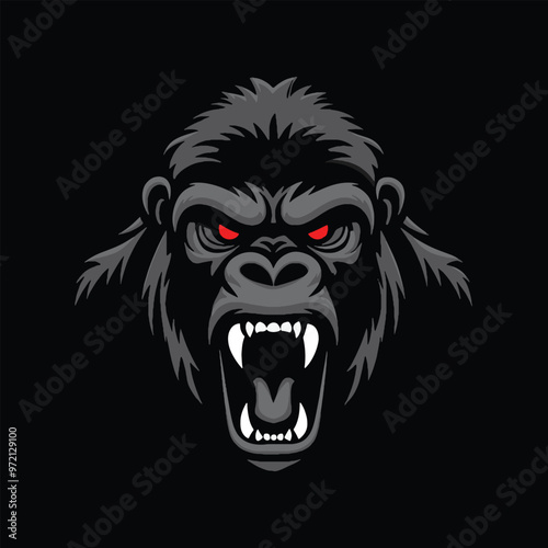 Clean Vector Illustration of Gorilla Face, Ideal for Wallpaper photo
