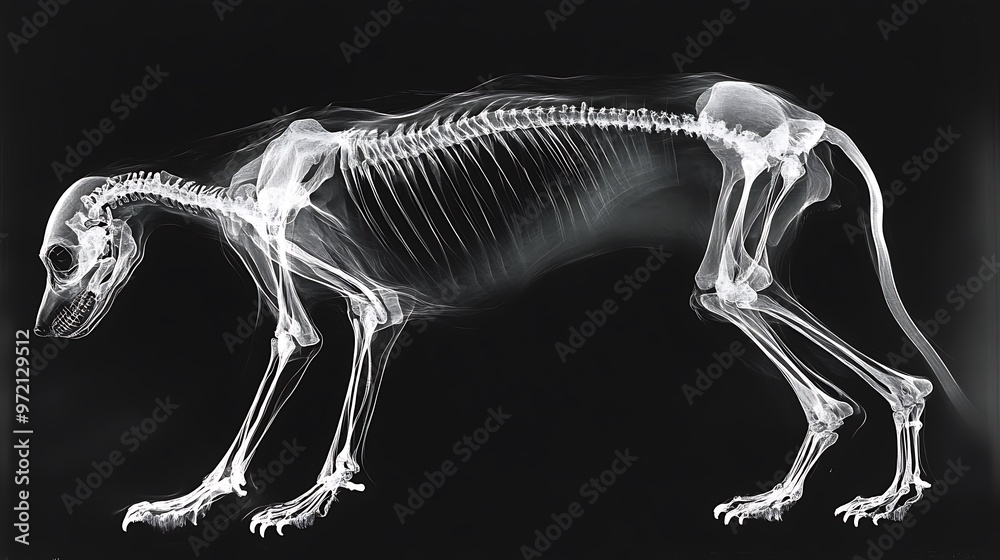 Obraz premium Veterinary X Ray Photograph of a Dog s Skeletal Structure