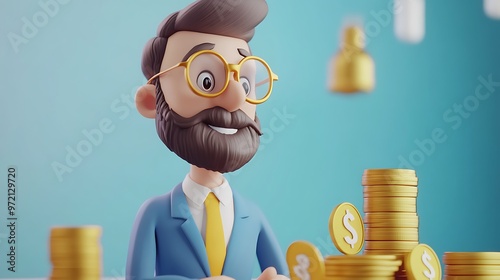 Vibrant 3D Cartoon Depicting Wealth Management and Financial Advising Services  photo