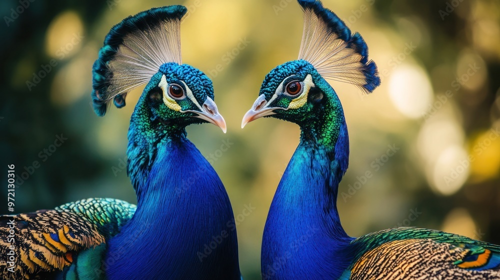 Fototapeta premium Two Peacocks Facing Each Other
