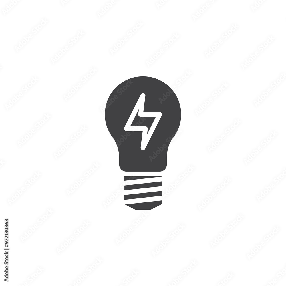 Light bulb with lightning bolt vector icon Light bulb with lightning bolt vector icon