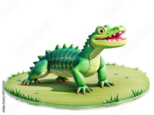 rocodile cartoon posing.,A lizard with a long tail and yellow and green skin,,Common iguana portrait is resting in a public park. This is the residual dinosaur reptile that needs to be preserved in t photo