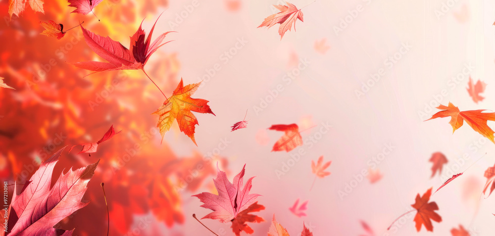 Banner autumn orange maple leaves on a orange background. Autumn background. Copy space. Banner autumn orange maple leaves on a orange background. Autumn background. Copy space.