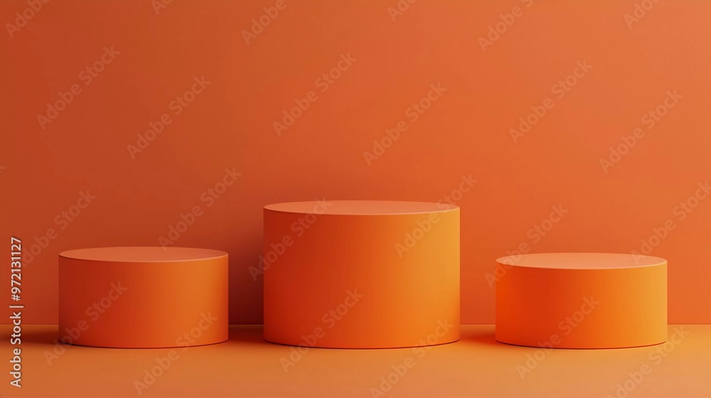 Realistic 3D orange cylindrical podium background with cube pedestal, Clean empty wall scene. Minimal mockup or abstract product display presentation, Stage showcase. Nice platforms vector geometric d Realistic 3D orange cylindrical podium background with cube pedestal, Clean empty wall scene. Minimal mockup or abstract product display presentation, Stage showcase. Nice platforms vector geometric d