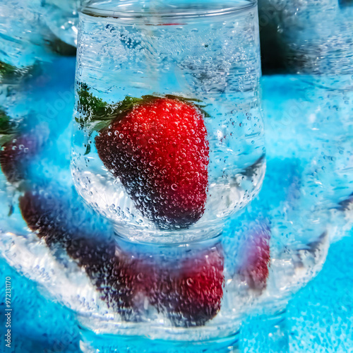 strawberry in water