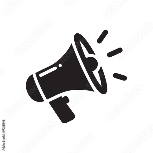 Speaker Megaphone Icon: Single Solid Vector Illustration for Website Design, Logo, App, Template