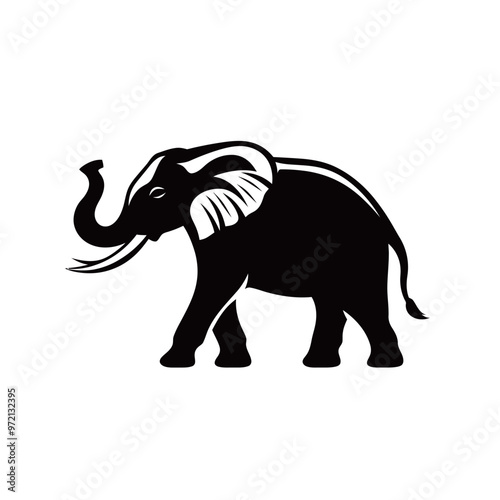 an elephant is shown in a black and white logo